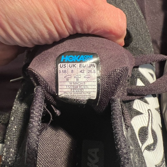 Hoka Mach 5 Black and White Athletic Shoes - Picture 3 of 10